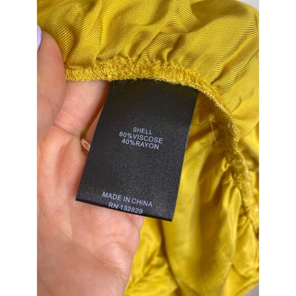 L'ACADEMIE 'Nichole' Mustard Yellow Long Sleeve Ruched Mini Dress SMALL - Picture 14 of 15